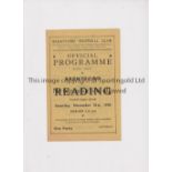 BRENTFORD Programme for the home FL South match v Reading 21/11/1942. Good