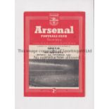 1953 ARSENAL V WEALDSTONE Programme for the London Cup semi final at Arsenal on 2/11/1953, slight