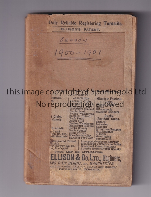 ATHLETIC NEWS FOOTBALL ANNUAL 1900/1 Annual 22 pages, lacking the outer covers and bound by brown