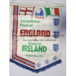 ENGLAND V REPUBLIC OF IRELAND 1985 / AUTOGRAPHS A 15" match pennant for 26/3/1985 at Wembley with