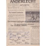 LONDON COMBINATION V BRUSSELS 1952 / AUTOGRAPHS Scarce Anderlecht Sports official programme for