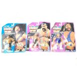 3 X Vintage WWF Carded Figures (Cards are worn) including Hacksaw Jim. Rick Steiner. And Samu Of The