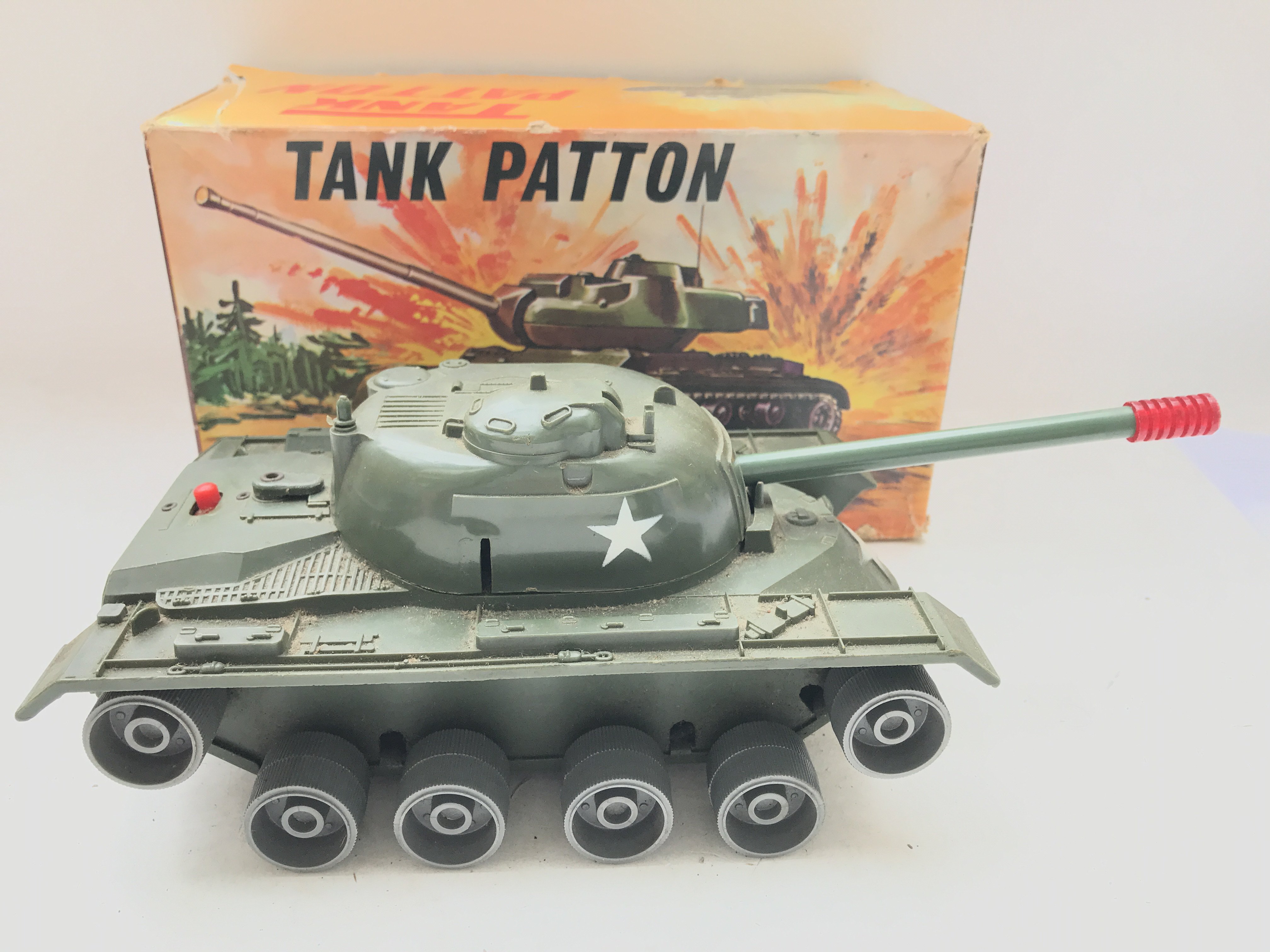 A Tinplate/ plastic Patton Tank.Boxed - NO RESERVE