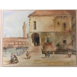 Two framed watercolour a view of Venice and a Midd