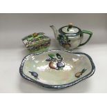 A Carltonware teapot and matching dish together wi