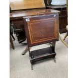 An unusual small inlaid Edwardian Canterbury/magazine rack