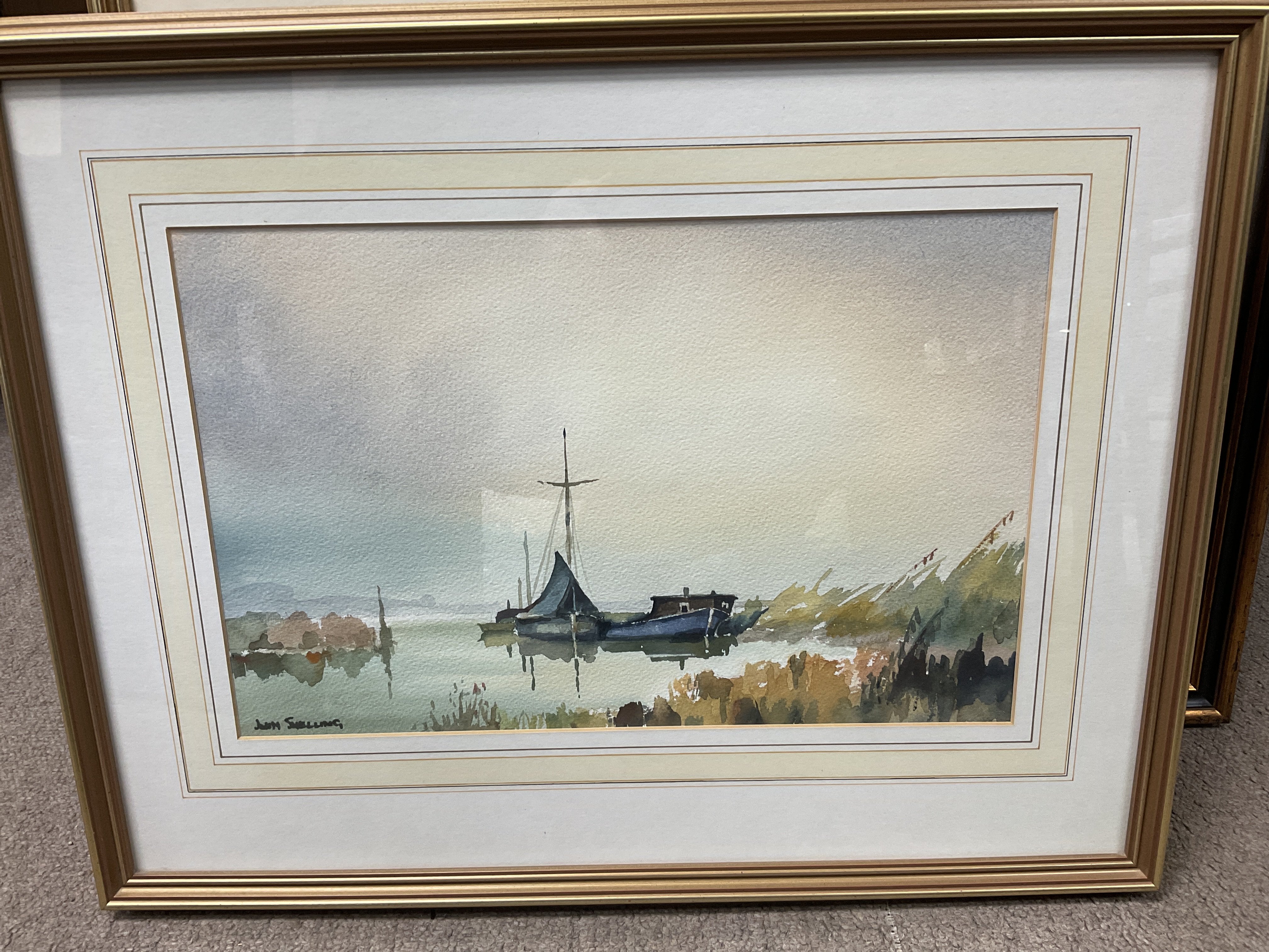 John Snelling, 2 gilt framed local watercolours ti - Image 2 of 2