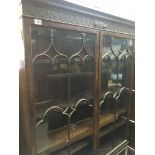 A Mahogany cabinet bookcase with glazed doors abov