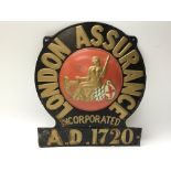 London Assurance Incorporated tin plate plaque.