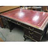 A Quality mahogany partners type pedestal desk wit