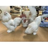 Three Lladro figures in the form of chickens - NO