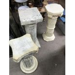 A trio of modern composition pedestals.