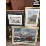 A box of mixed pictures including a John Archibald