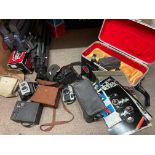 A collection of vintage 35mm camera equipment incl