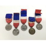 Five French silver civil medals of honour.