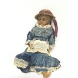 A Victorian Antique wax head doll in original dres