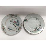 Two Chinese famille rose plates decorated with flo