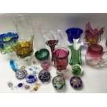 A Collection of mainly coloured glass and paper we