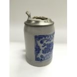 A WW1 Bavarian lidded stein with regimental badges