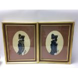 Two framed 18th century silhouettes of soldiers.