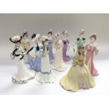 Ten small Coalport figures of ladies, most supplie