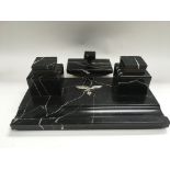 A WW2 German solid marble desk set with applied Lu