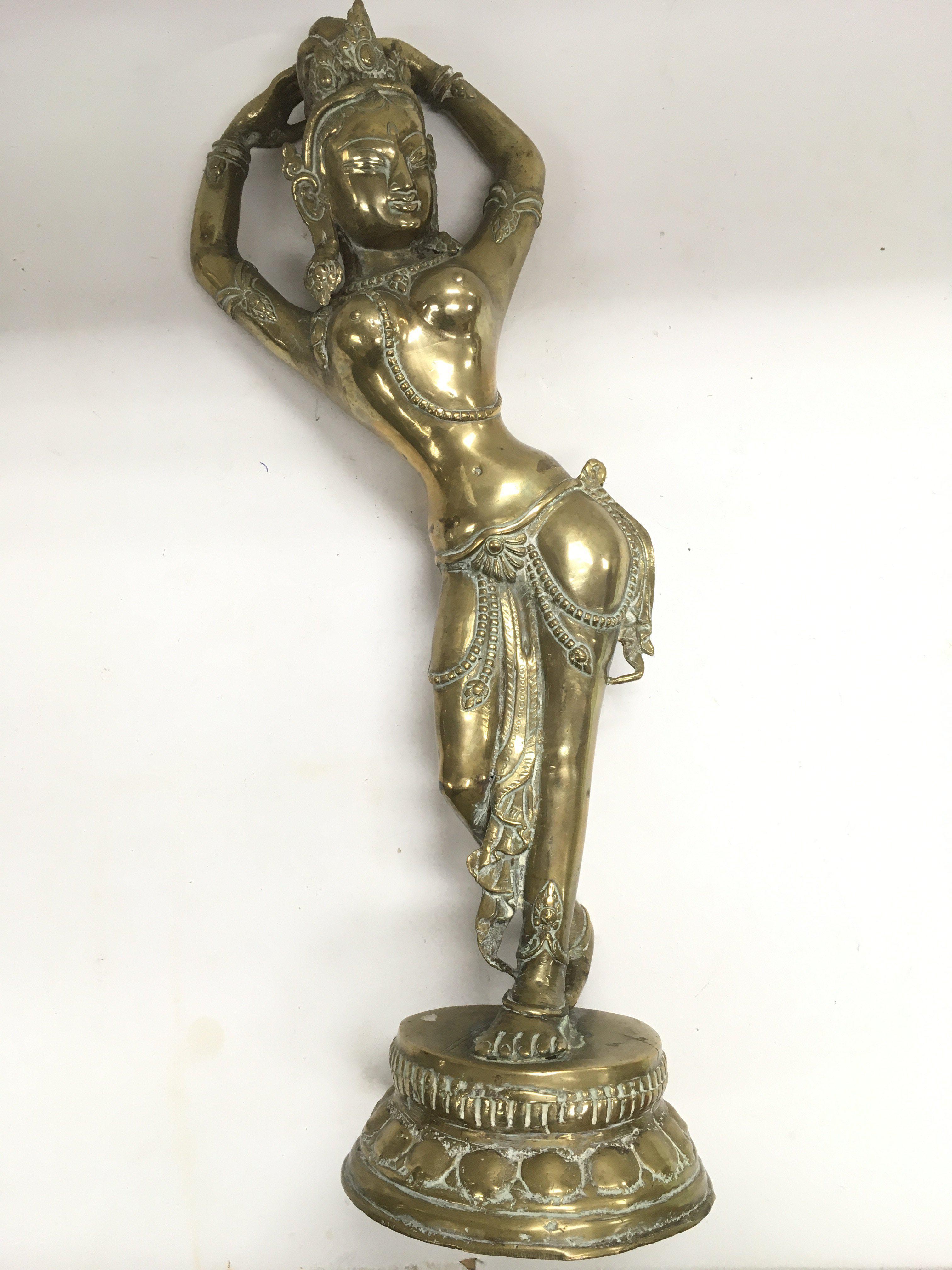 A Tibetan Dakini goddess brass figure, approx 45cm