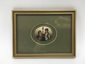 A small framed and glazed porcelain plaque, approx