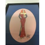 A framed Disney sketched Jesica Rabbit signed and