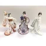 Two limited edition Coalport figures of geishas pl
