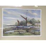 Two framed watercolours local marine views Melissa at Pin Mill and a view from old Leigh by Brian