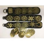 A collection of Victorian horse brasses, various geometric patterns, English countryside etc.