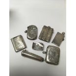 A quantity of silver items including: a cheroot ca