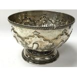 A silver rose dish with a repousse pattern. Weighi