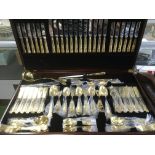 A canteen of gold plated Sheffield cutlery, 12 pla