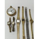 2 9ct gold cased watches and five others.