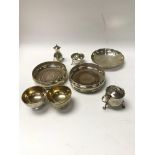 A pair of silver and parcel gilt sault cellars, a