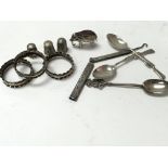 A Collection of silver items including a small ele