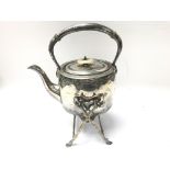 Victorian silver plated kettle on stand with burne