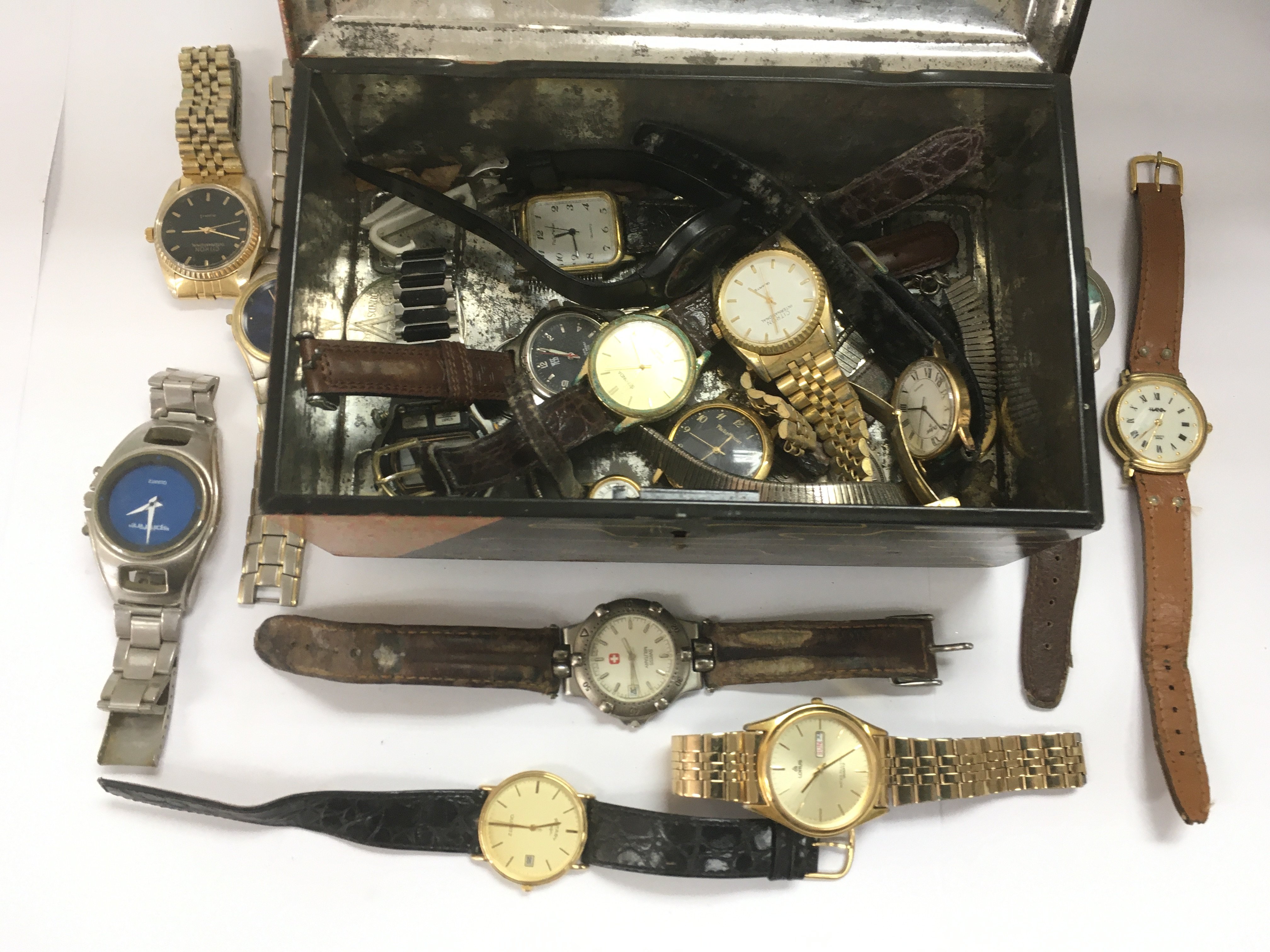 A tin of watches.