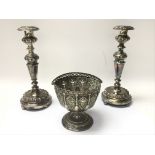 A pair of 19th century silver plated candlesticks
