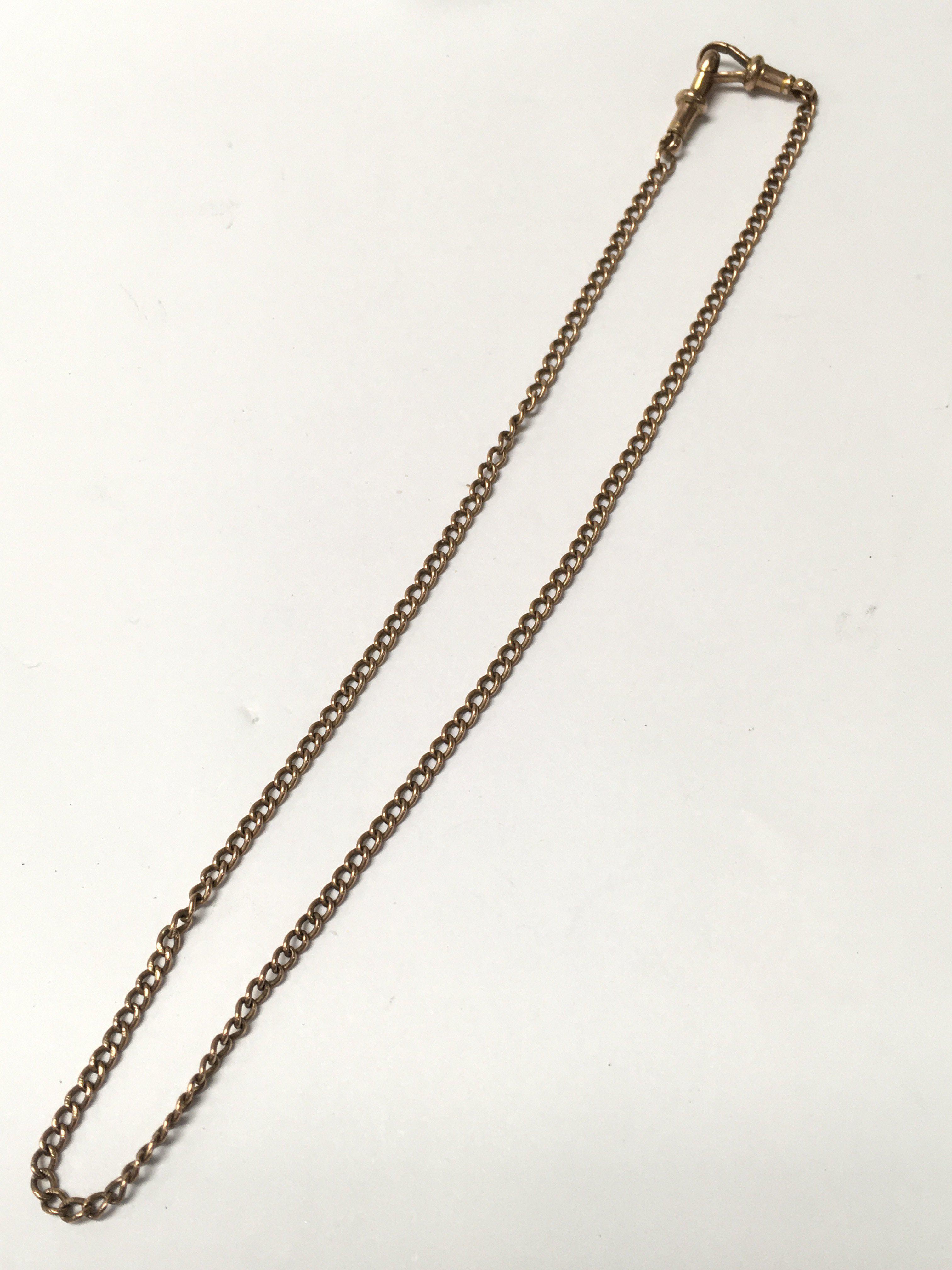 A 9ct gold watch chain weighing approximately 9g.