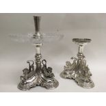 A pair of silver plated epergne stands, one with g