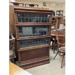 A Globe Wernicke 5 tier bookcase with 3 leaded glass sections. 146cm x 86cm