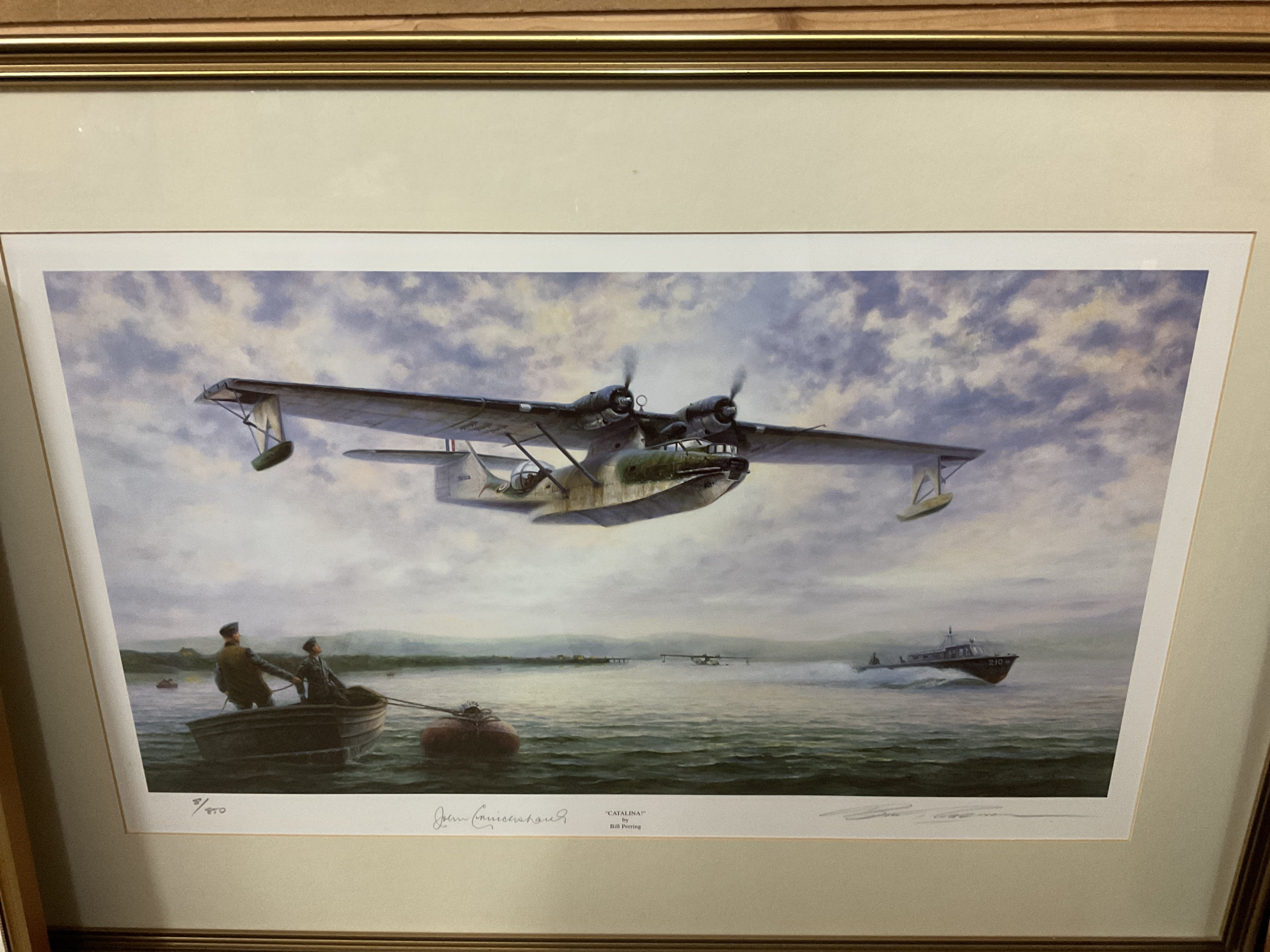 2 framed and signed prints one by Eric Day, 1 by Bill Perring both countersigned by Flying Officer - Image 2 of 2