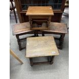4 small vintage oak stools.