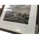 Four framed prints, the first Steeple chase on rec