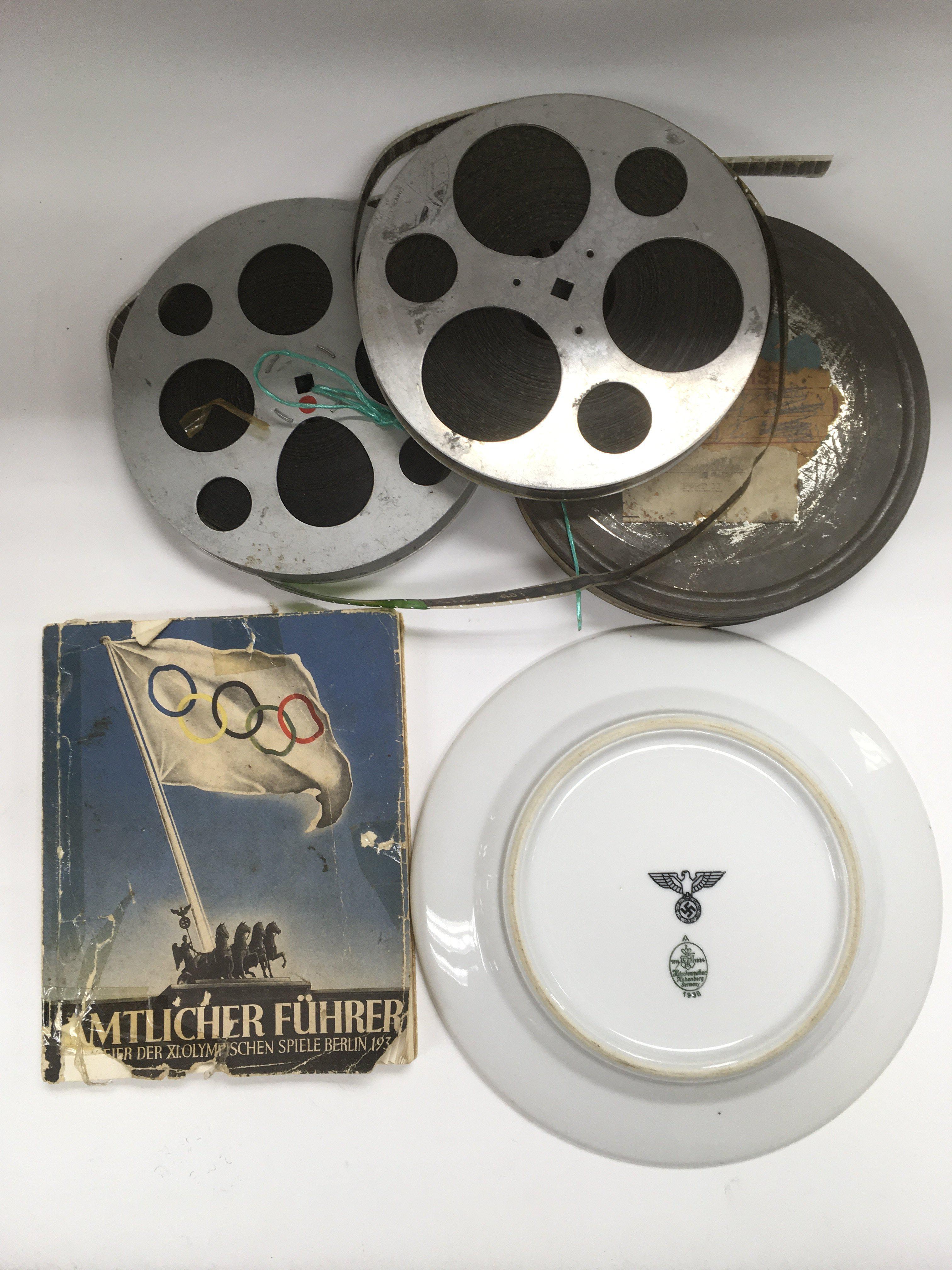 A box of film reels relating to the 1936 Berlin ol