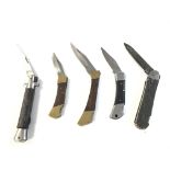 Five lock knives including a vintage Italian knife