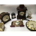 A Collection of six mantel clocks and one retro de